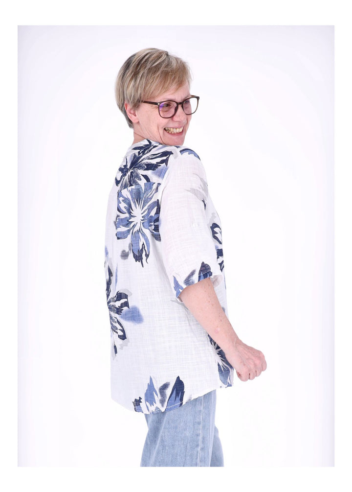 Blusenshirt Damen 3/4 Krempelarm AOP