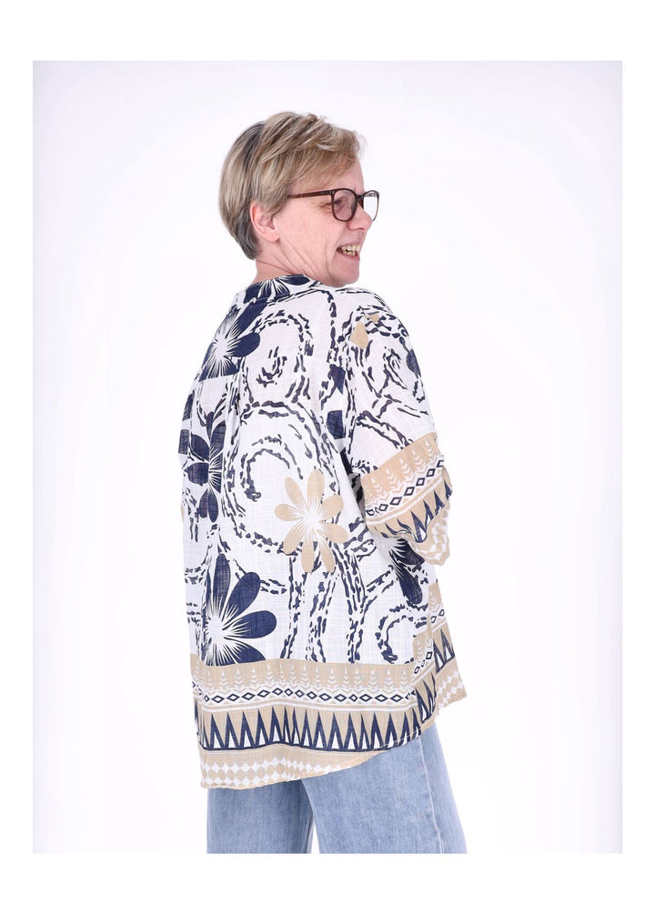 Blusenshirt Damen 3/4 Krempelarm AOP Grafisch