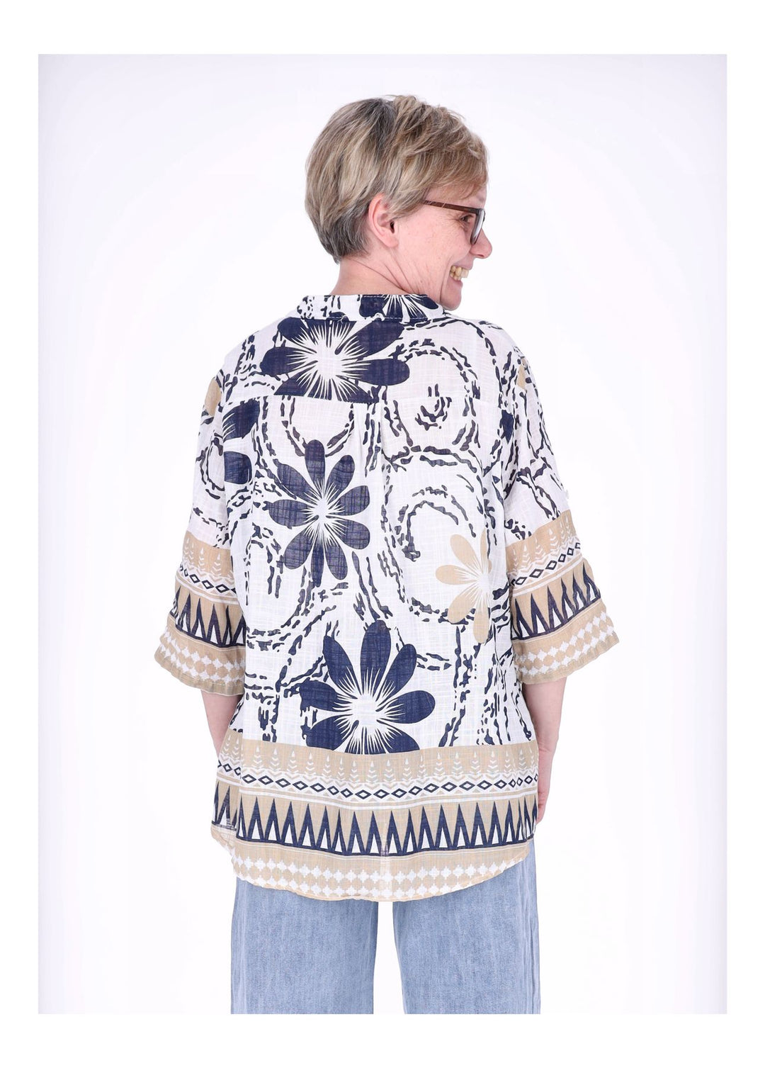 Splash of Color Blusenshirt 3/4 Krempelarm