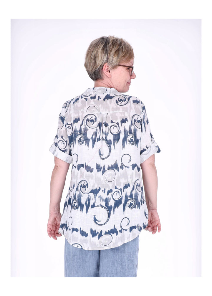 Blusenshirt Damen 3/4 Krempelarm AOP Kreise