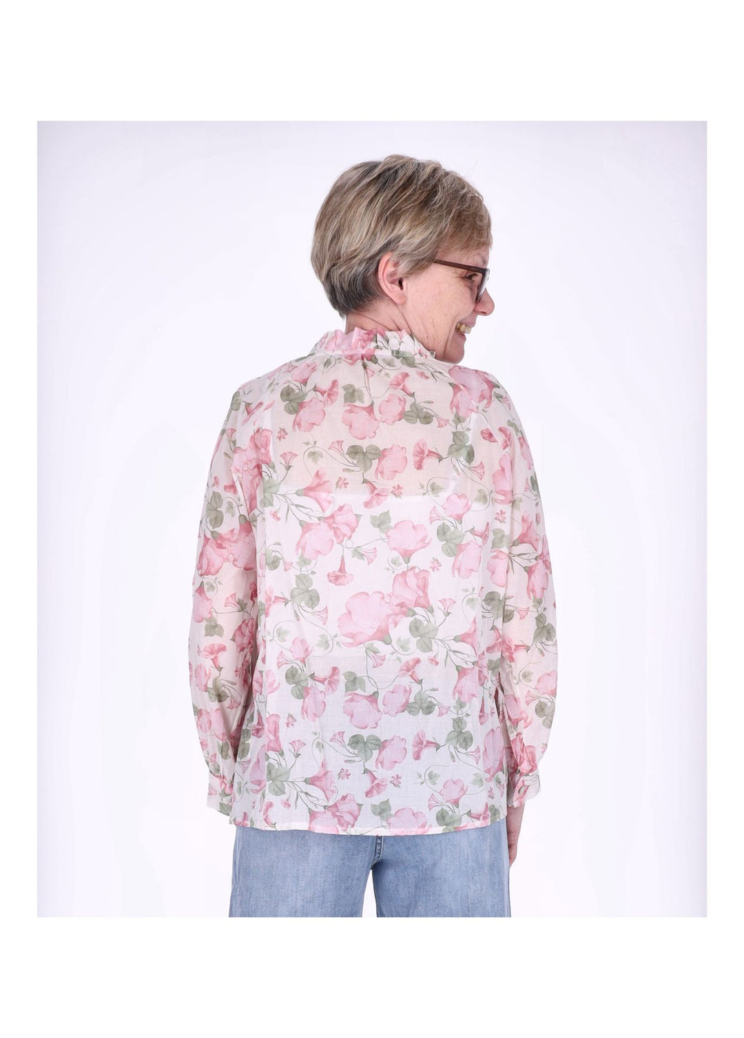 Bluse Damen BW Blumenprint Rüschen