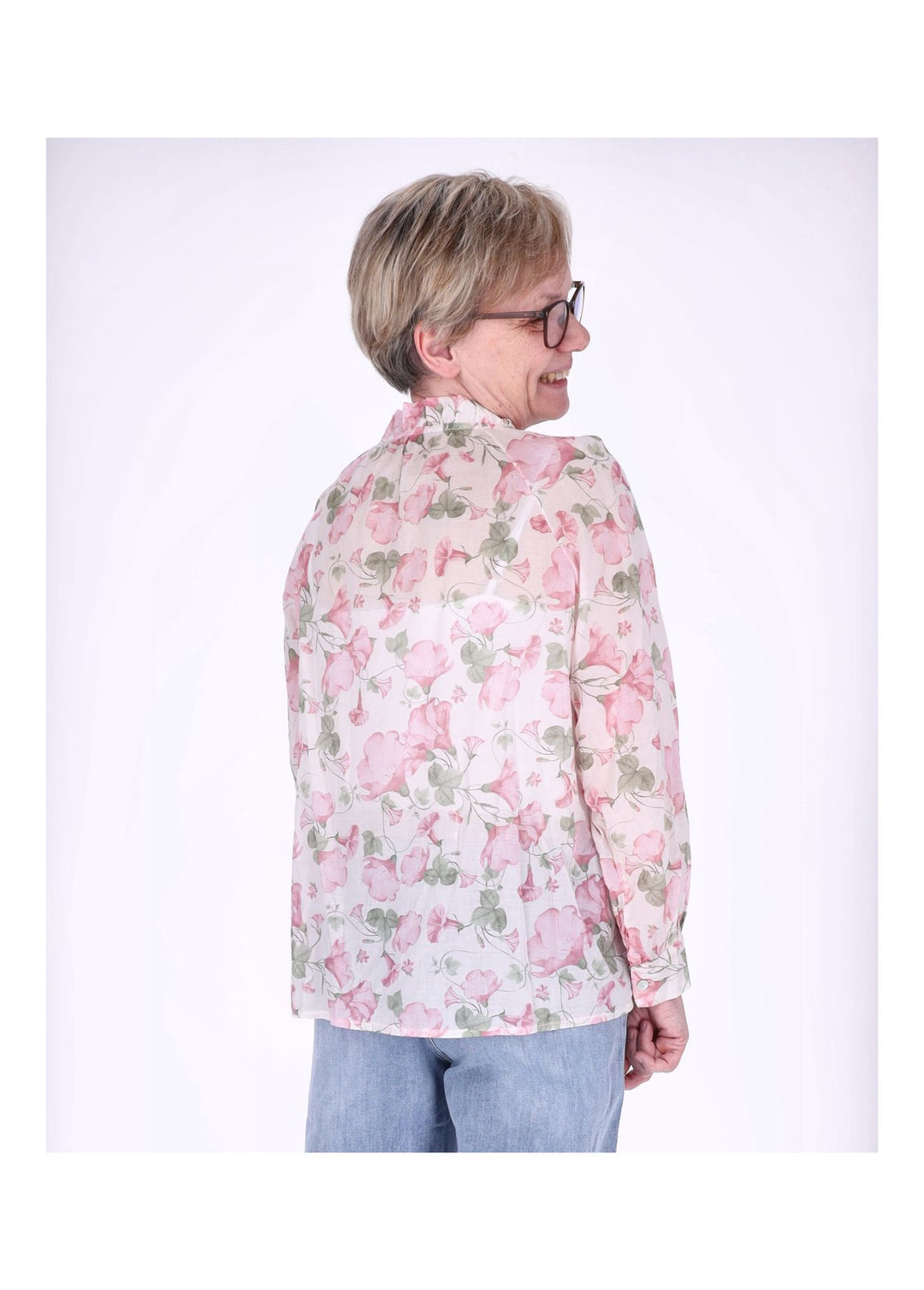 Bluse Damen BW Blumenprint Rüschen