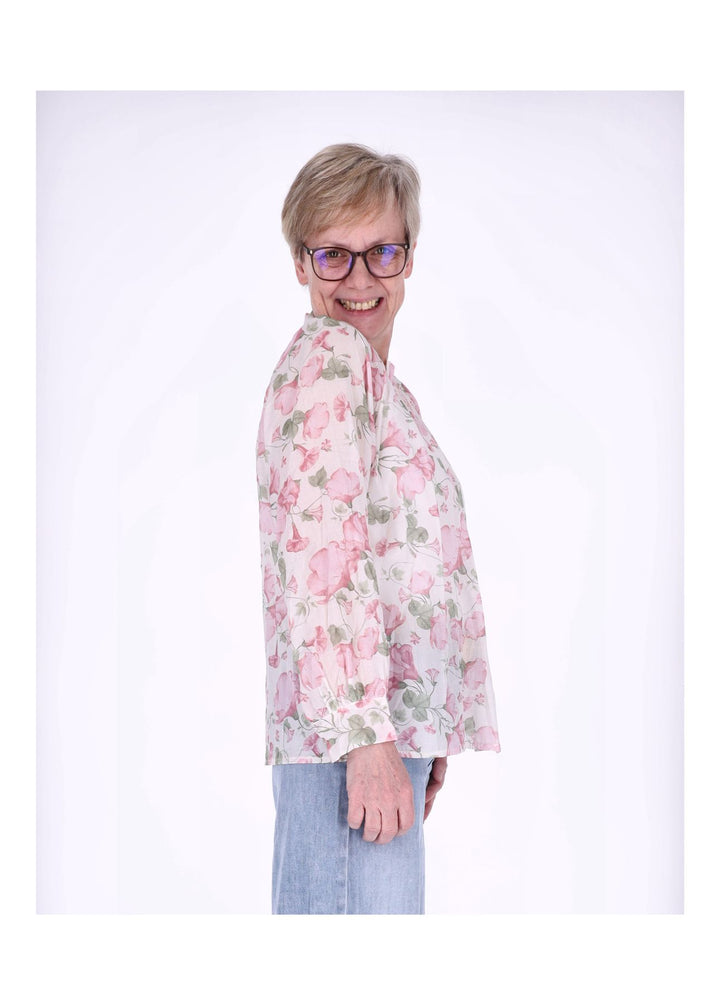 Bluse Damen BW Blumenprint Rüschen