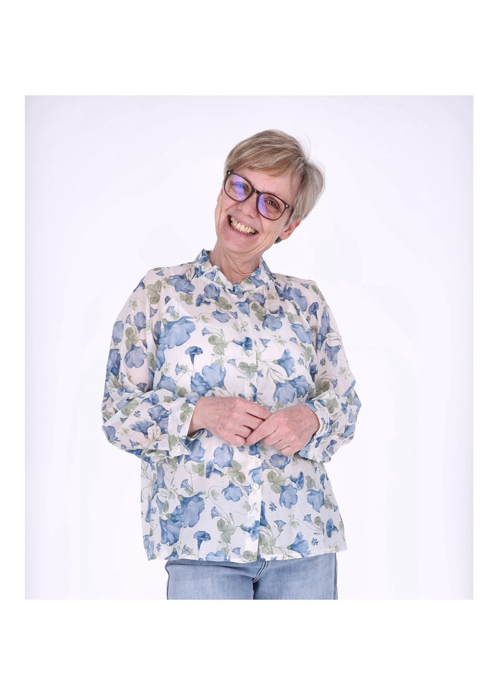 Bluse Damen BW Blumenprint Rüschen
