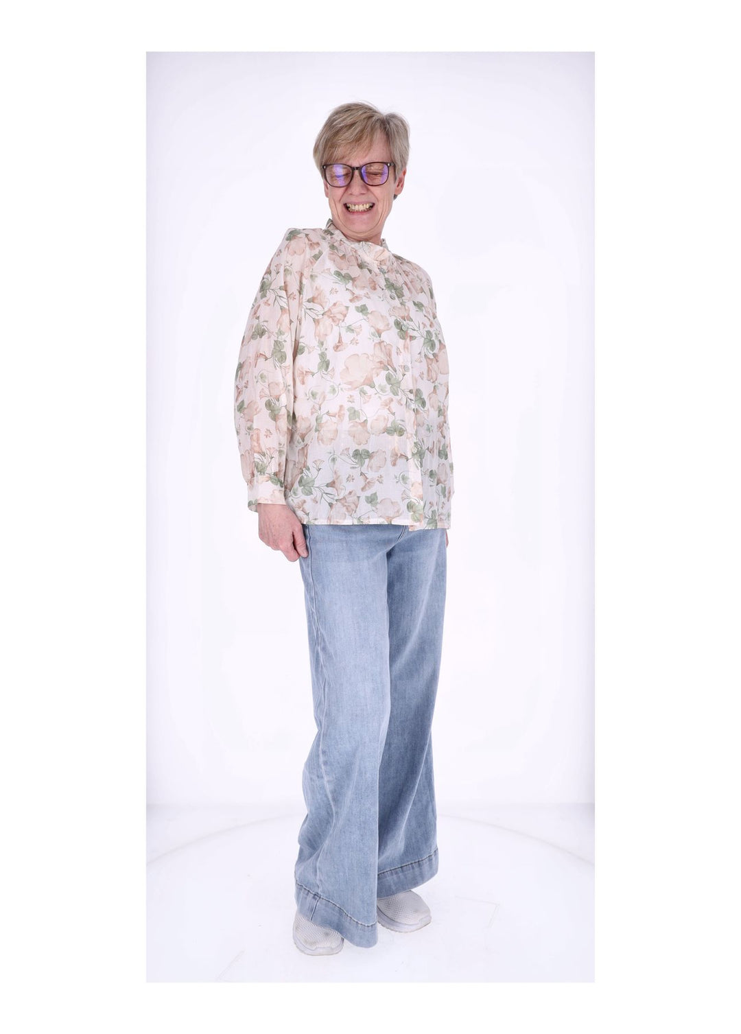 Bluse Damen BW Blumenprint Rüschen