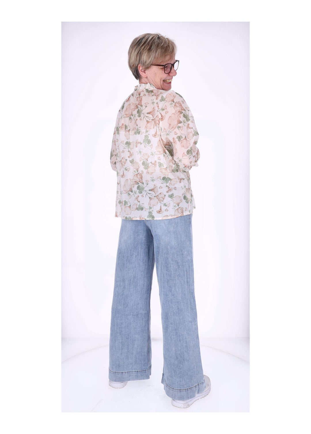 Bluse Damen BW Blumenprint Rüschen