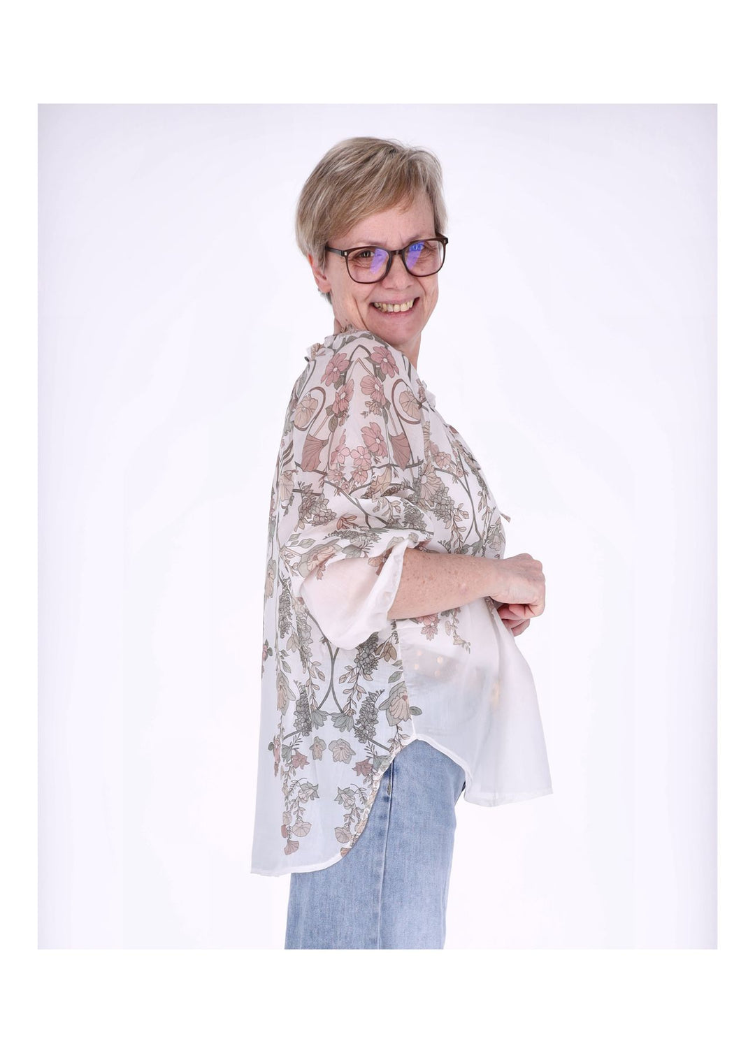 Carmen Blusenshirt Damen AOP Blumen