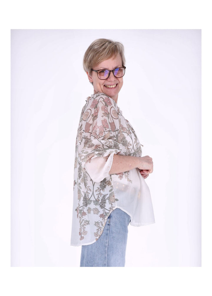 Carmen Blusenshirt Damen AOP Blumen
