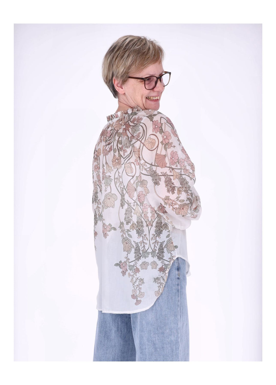 Carmen Blusenshirt Damen AOP Blumen