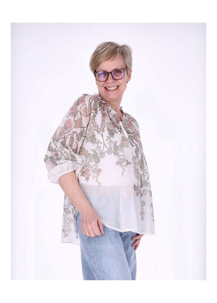 Carmen Blusenshirt Damen AOP Blumen