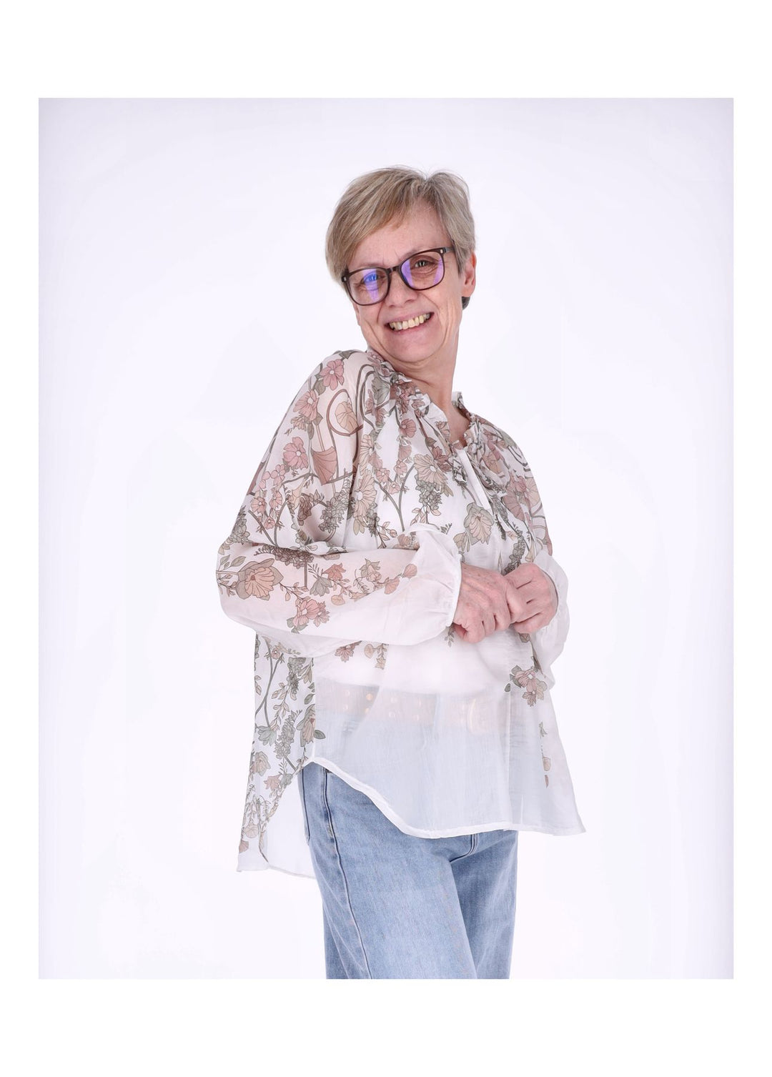 Carmen Blusenshirt Damen AOP Blumen