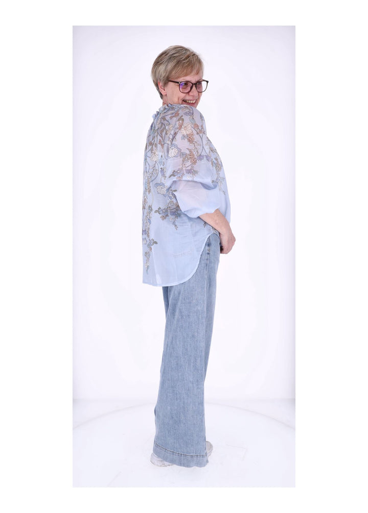 Carmen Blusenshirt Damen AOP Blumen
