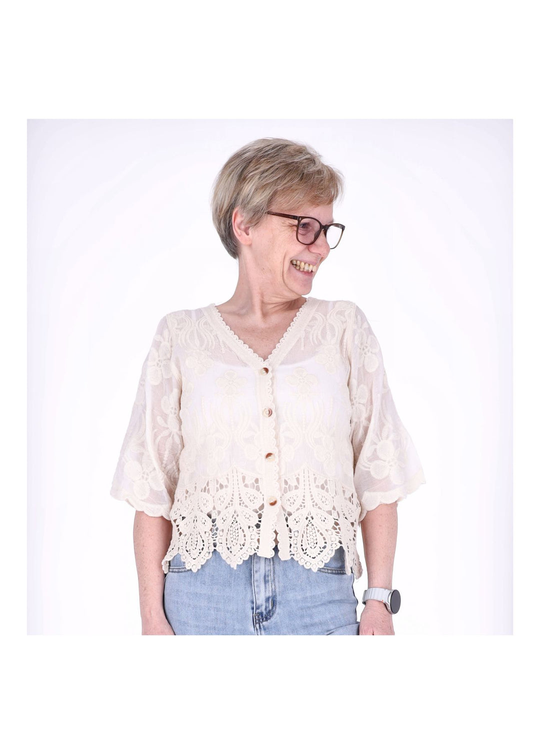 Strickjacke Damen BOHO 3/4 Arm