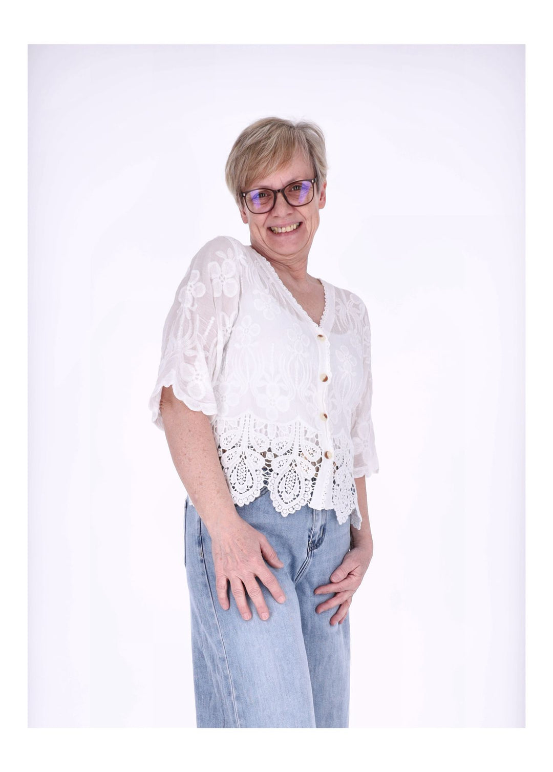 Strickjacke Damen BOHO 3/4 Arm