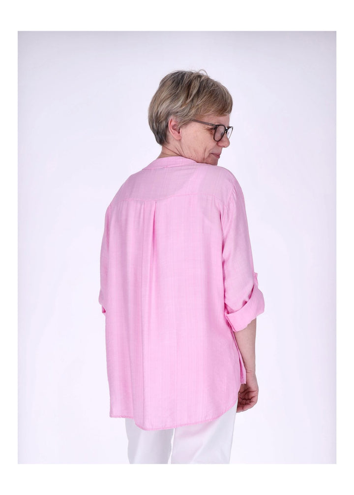 Blusenshirt Damen Krempelarm Viskose kurze Knopfleiste