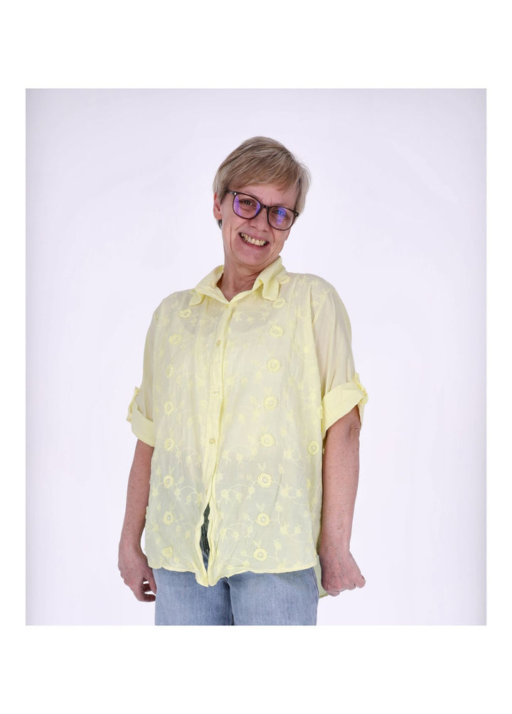 Bluse Damen 1/2 Arm BW Stickerei