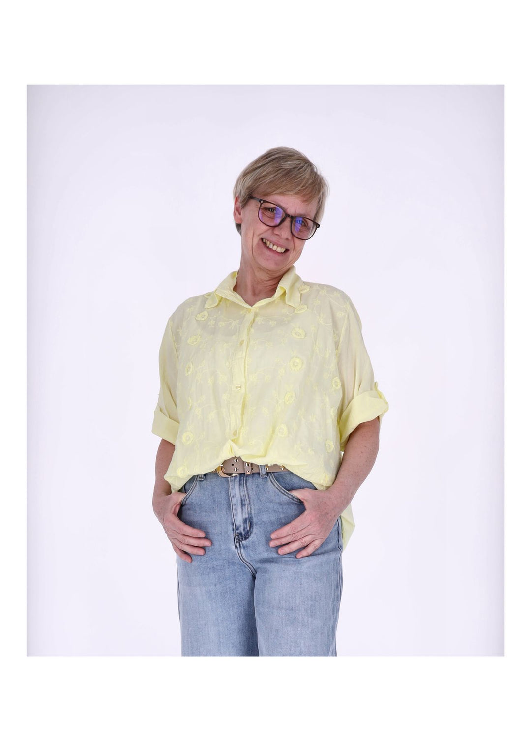 Bluse Damen 1/2 Arm BW Stickerei