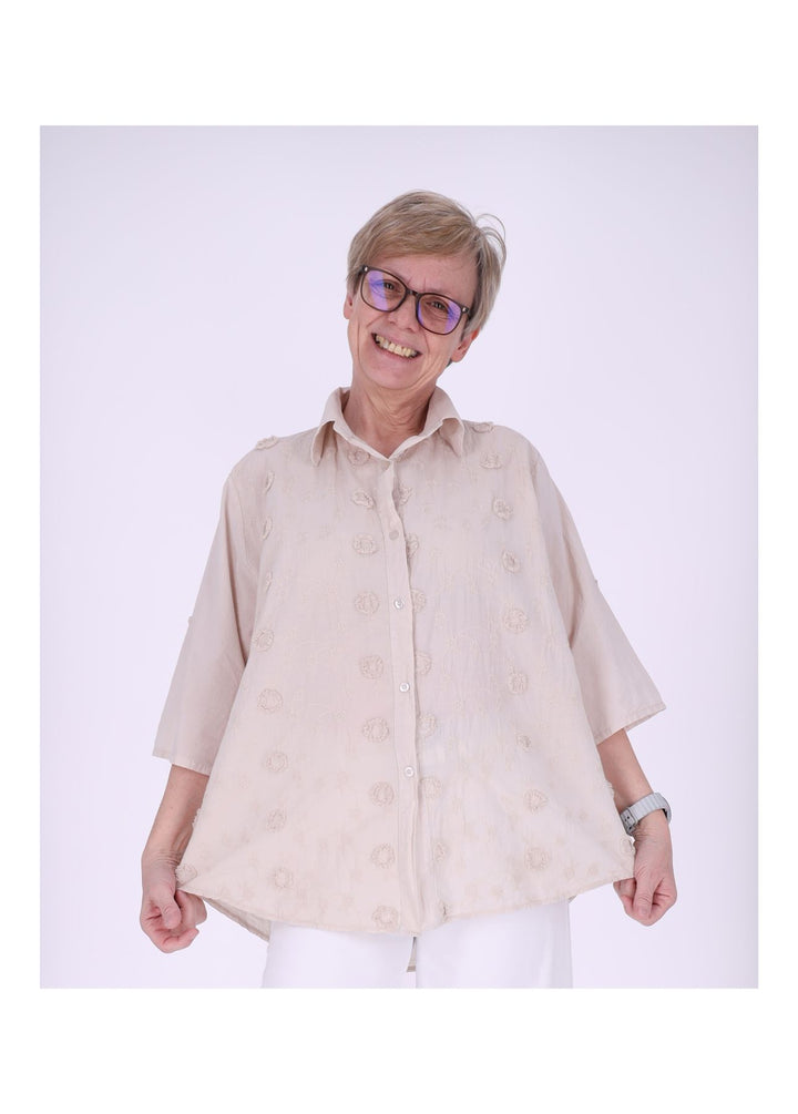 Bluse Damen 1/2 Arm BW Stickerei