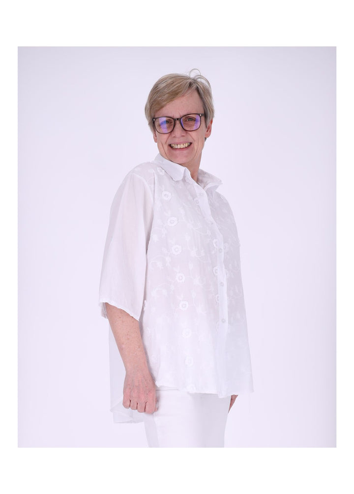 Bluse Damen 1/2 Arm BW Stickerei