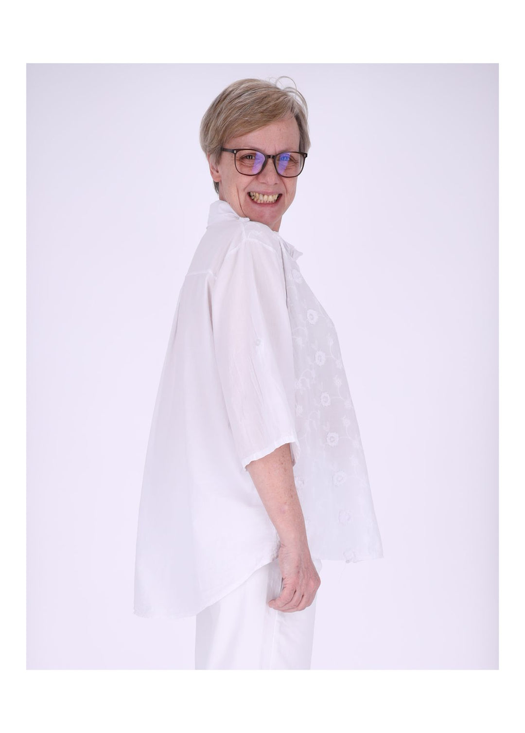 Bluse Damen 1/2 Arm BW Stickerei