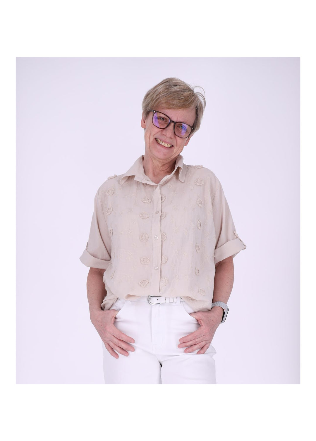 Bluse Damen 1/2 Arm BW Stickerei