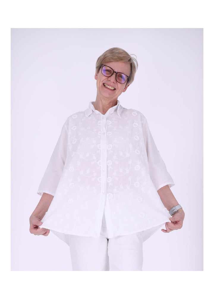 Bluse Damen 1/2 Arm BW Stickerei