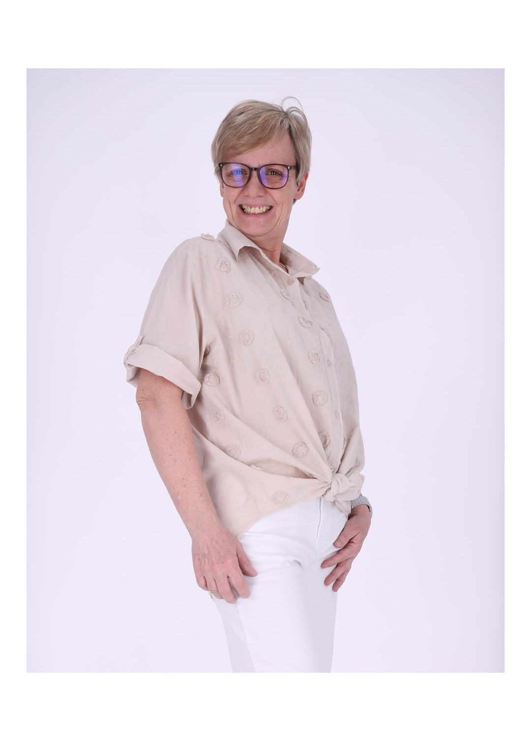 Bluse Damen 1/2 Arm BW Stickerei