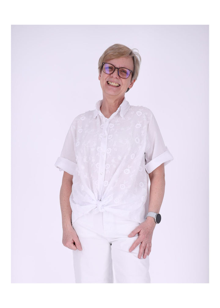 Bluse Damen 1/2 Arm BW Stickerei