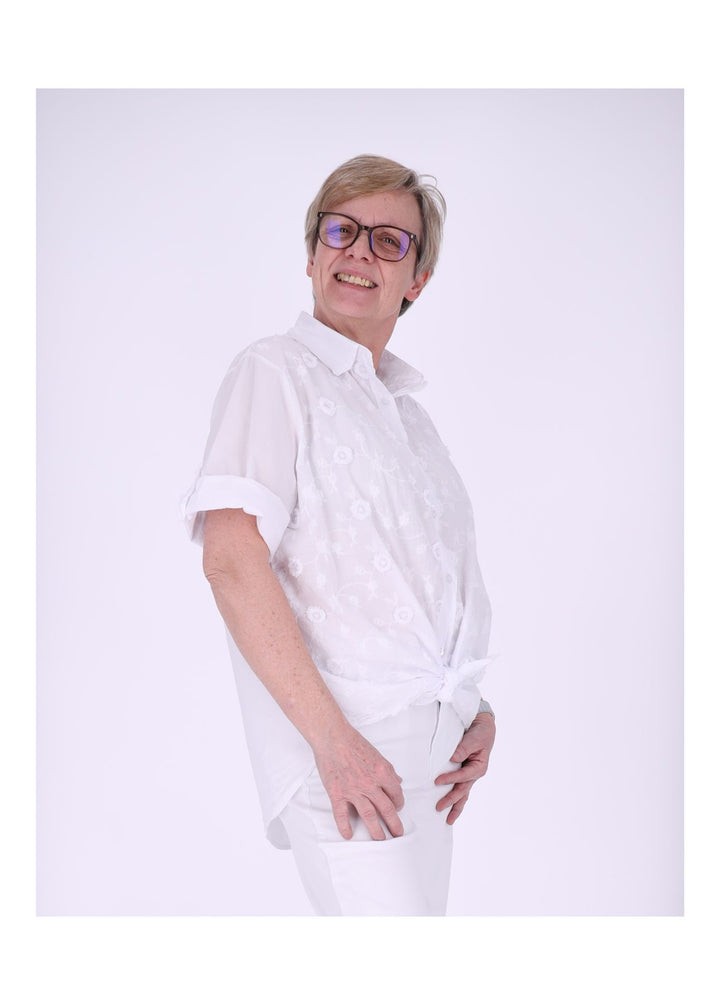 Bluse Damen 1/2 Arm BW Stickerei