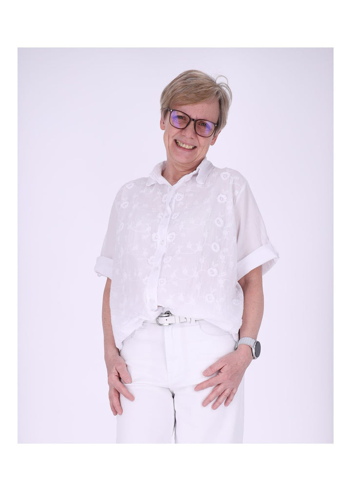 Bluse Damen 1/2 Arm BW Stickerei