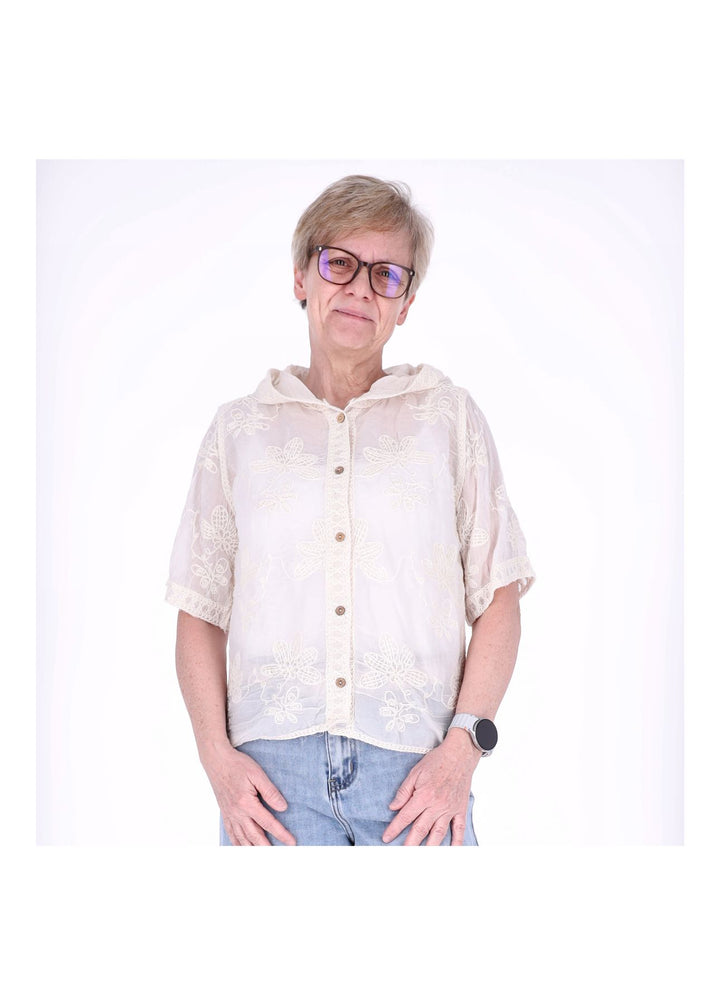 Bluse Dameb BOHO 1/2 Arm Kapuze