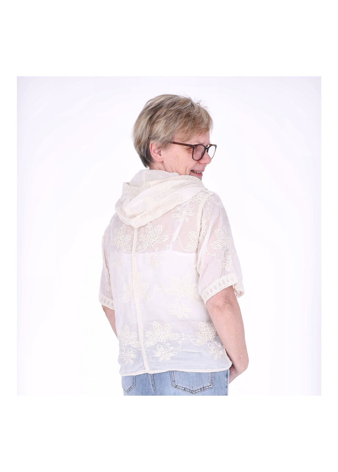 Splash of Color BOHO Bluse mit Kapuze