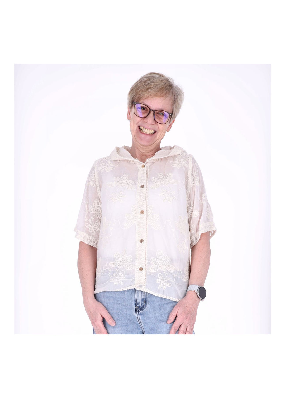 Splash of Color BOHO Bluse mit Kapuze