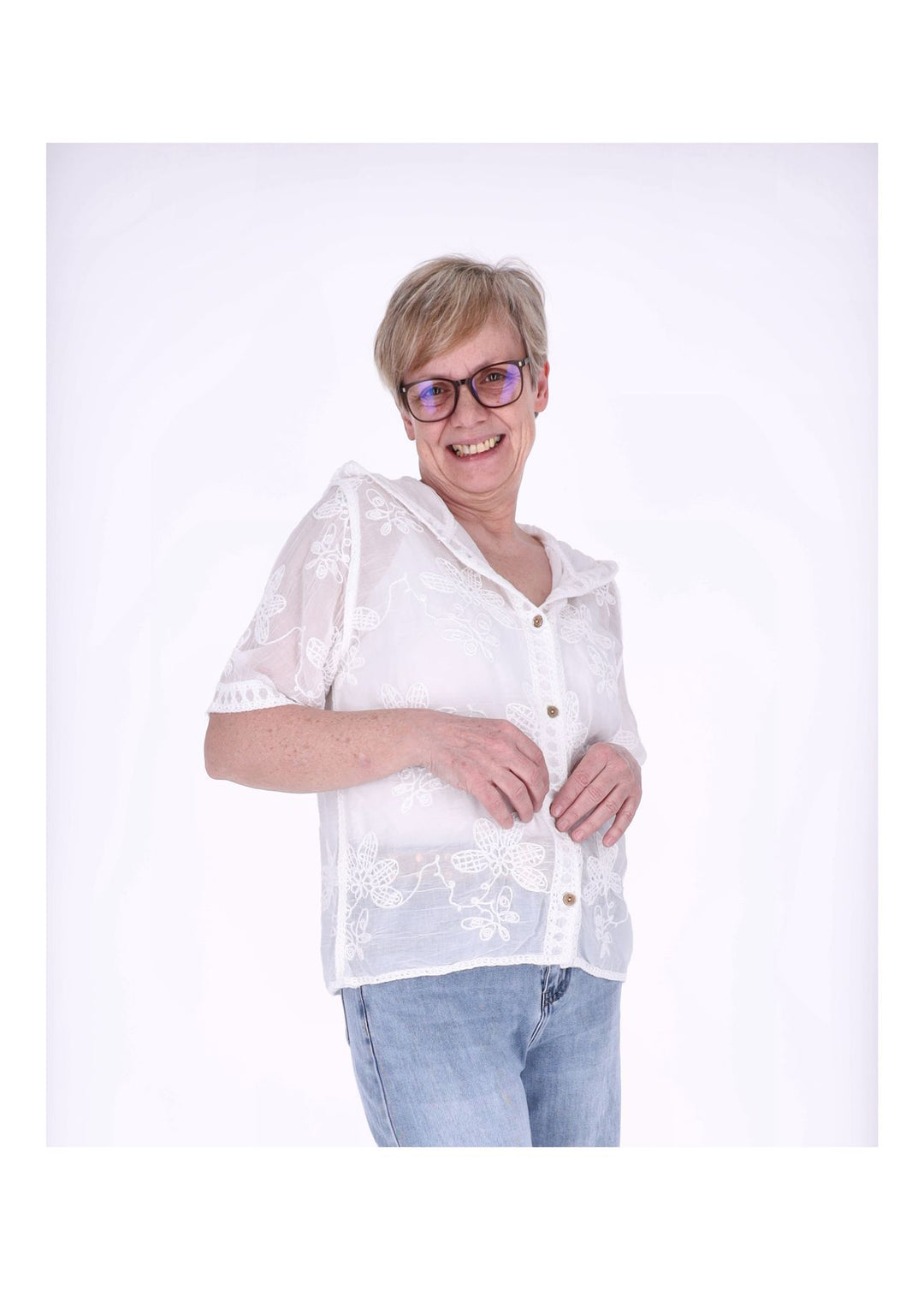 Bluse Dameb BOHO 1/2 Arm Kapuze