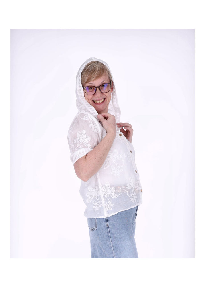 Splash of Color BOHO Bluse mit Kapuze