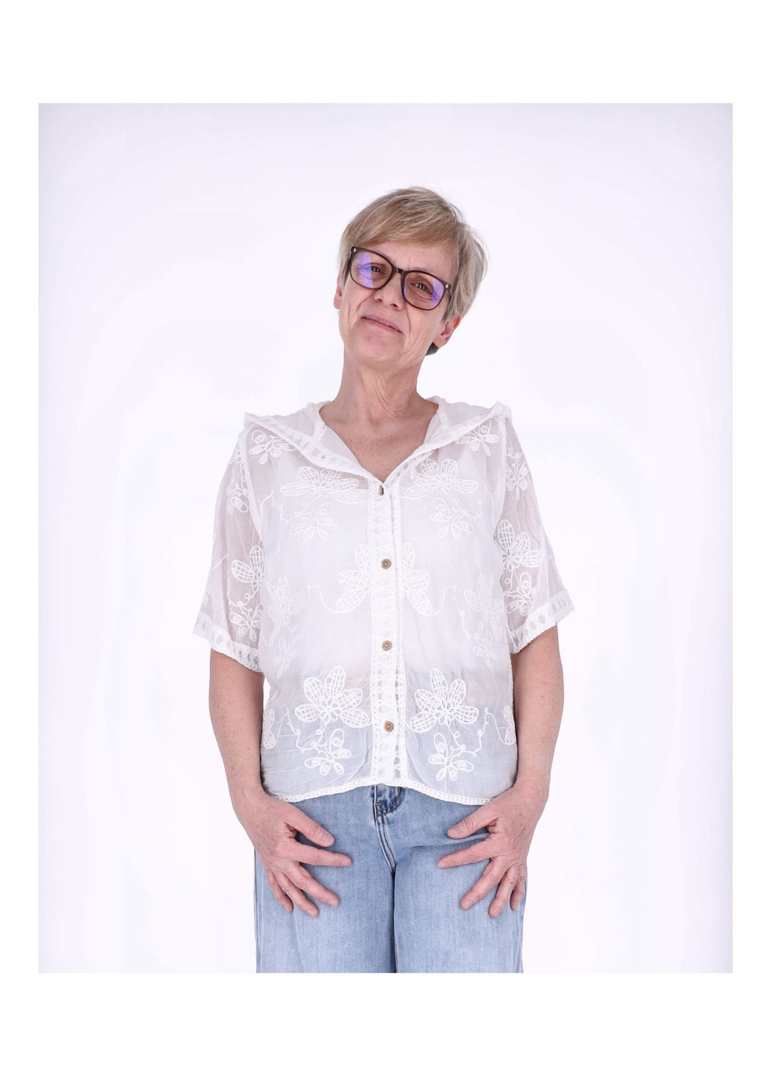 Splash of Color BOHO Bluse mit Kapuze