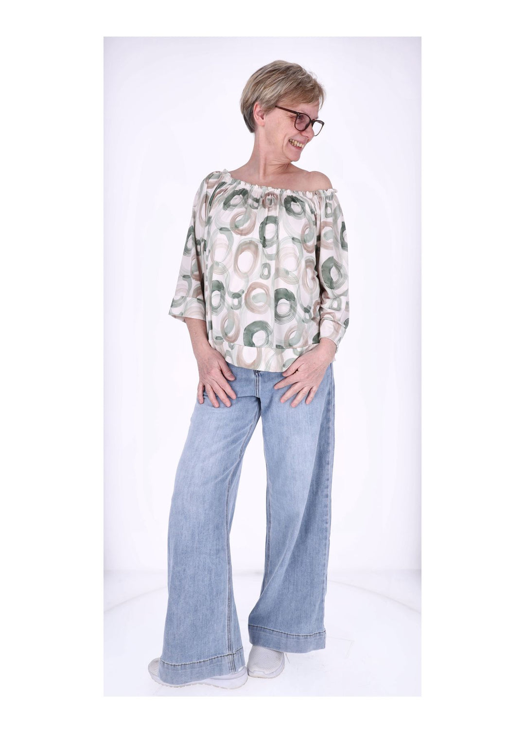 Carmen Shirt 3/4 Arm Damen Splash of Color