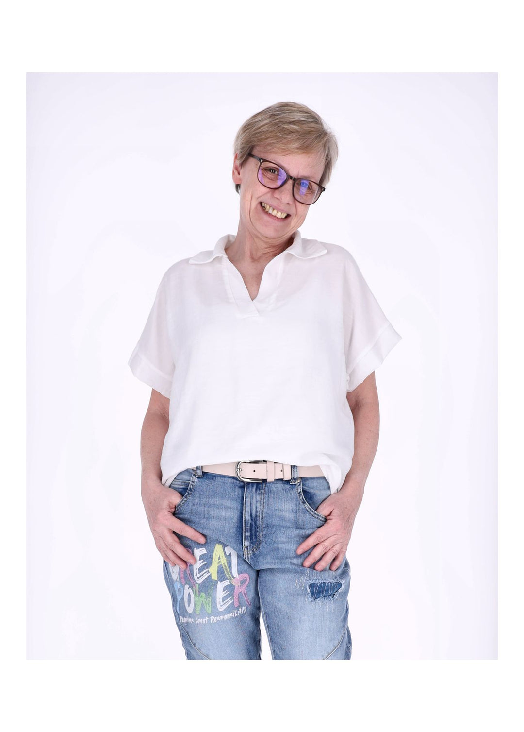 Splash of Color Damen T-Shirt Hemdkragen