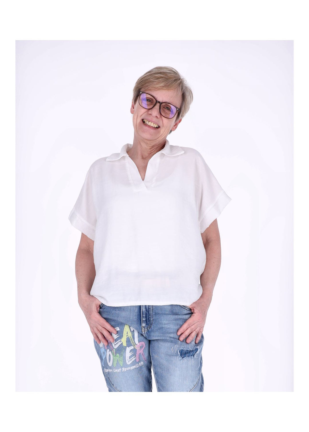 Splash of Color Damen T-Shirt Hemdkragen