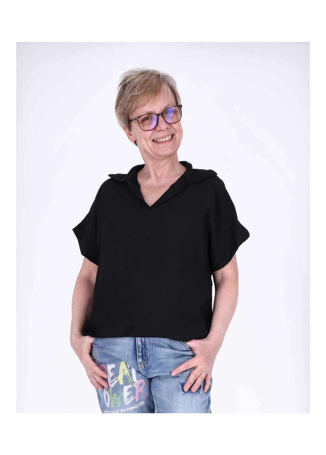 Splash of Color Damen T-Shirt Hemdkragen