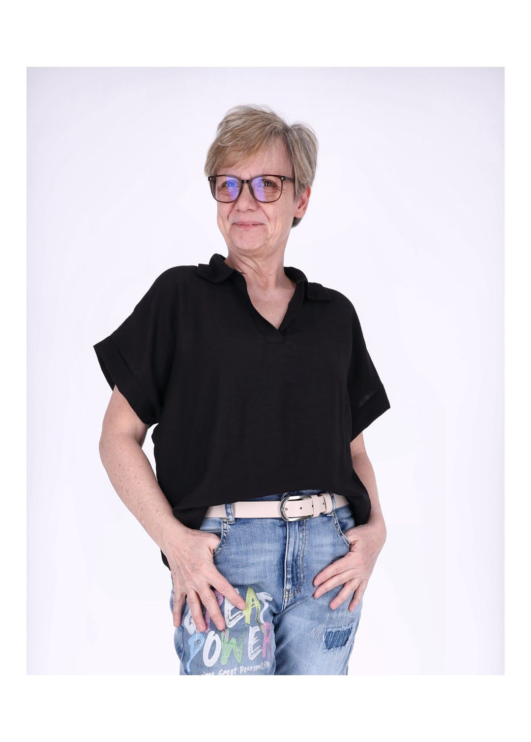 Splash of Color Damen T-Shirt Hemdkragen