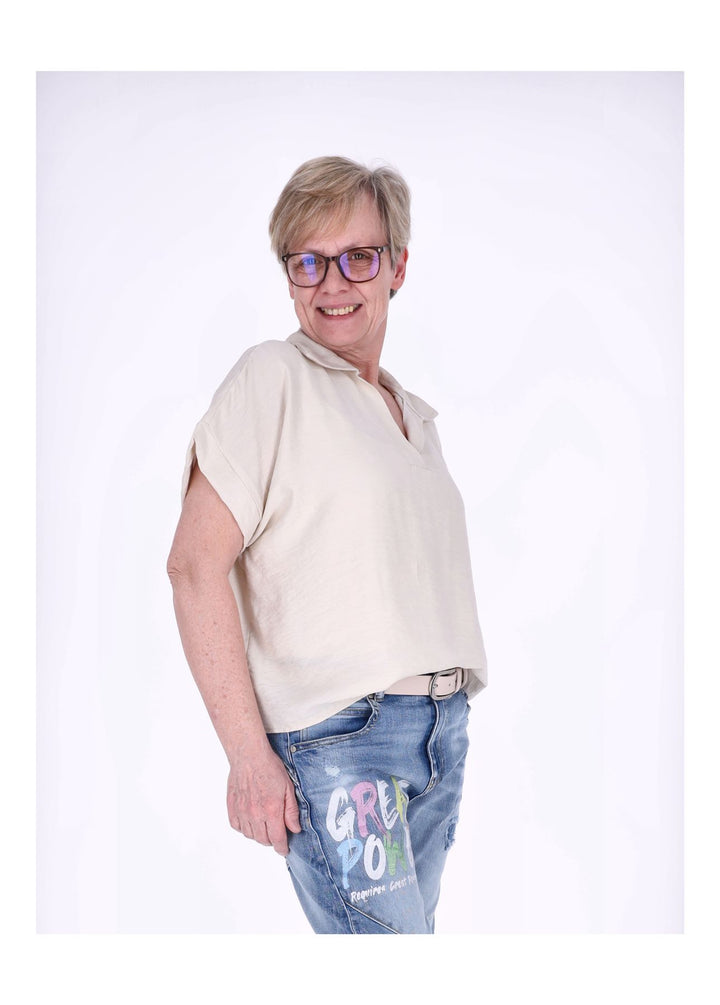 Splash of Color Damen T-Shirt Hemdkragen