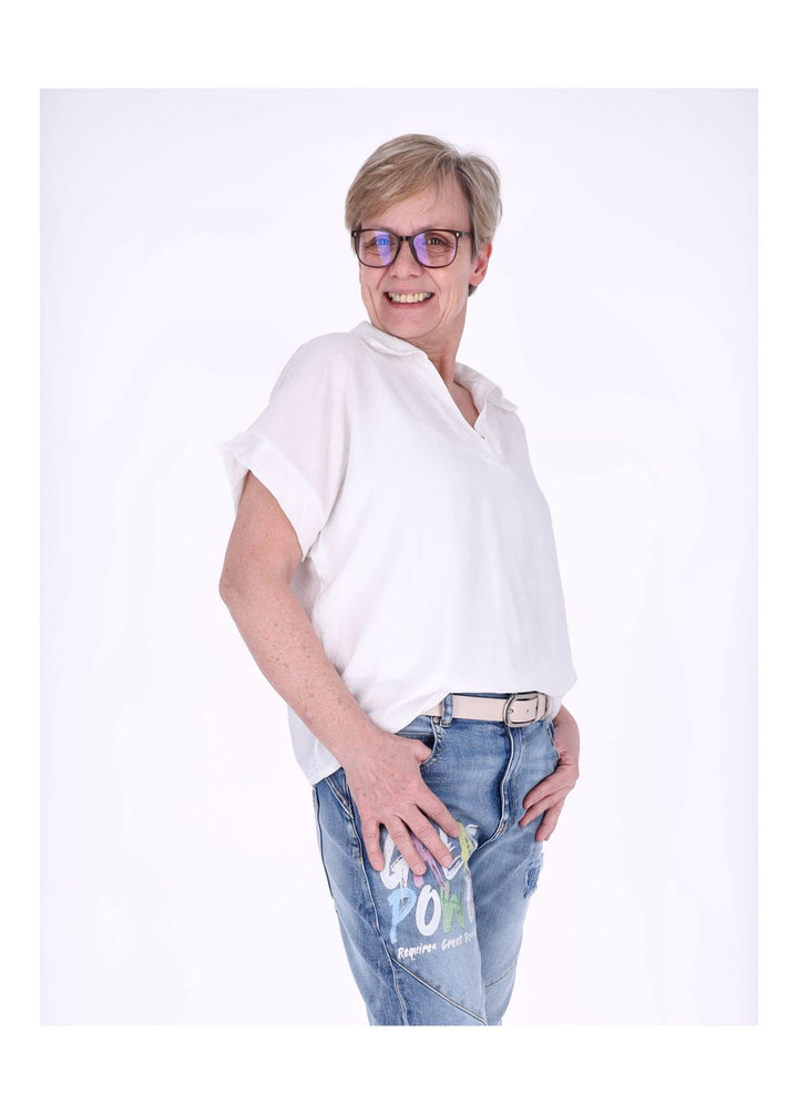 Splash of Color Damen T-Shirt Hemdkragen