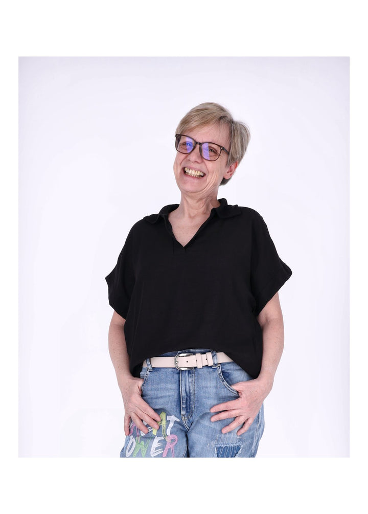 Splash of Color Damen T-Shirt Hemdkragen