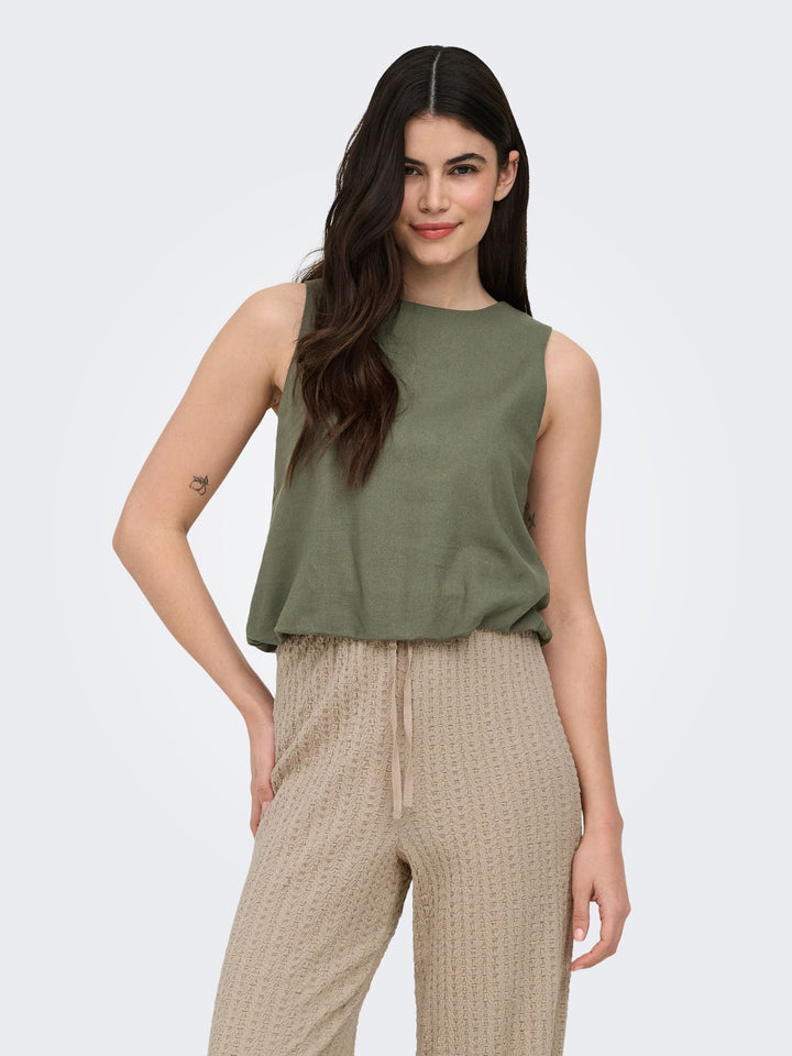 ONLY Leinen Bluse mit Ballonärmel