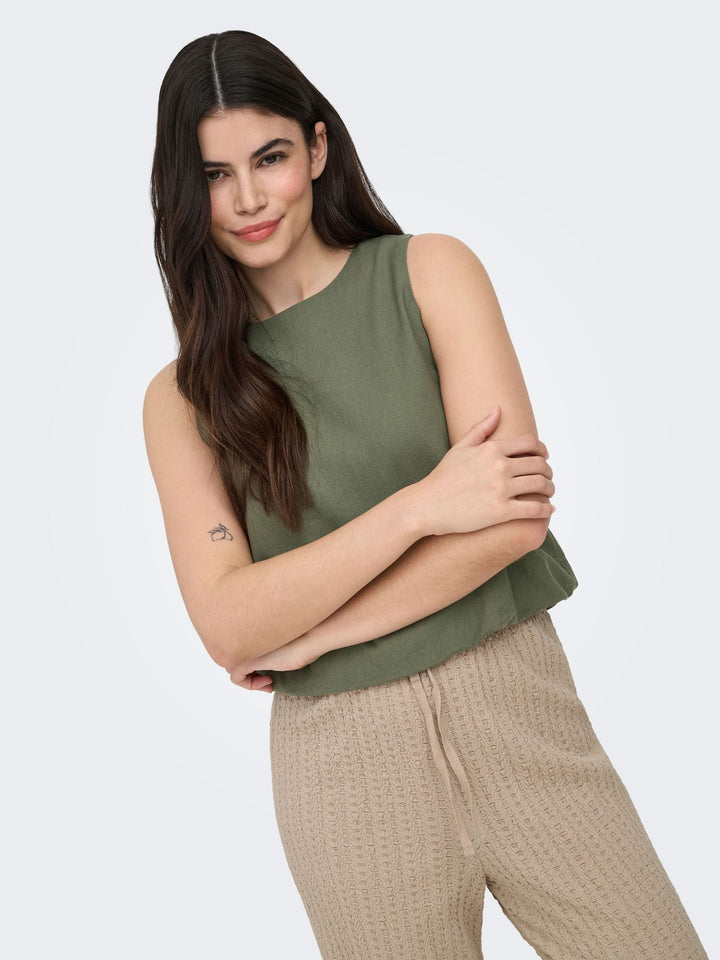 ONLY Leinen Bluse mit Ballonärmel