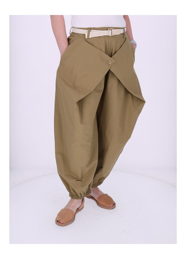 Hose Damen Gummizug am Fußende und Bund Knopf