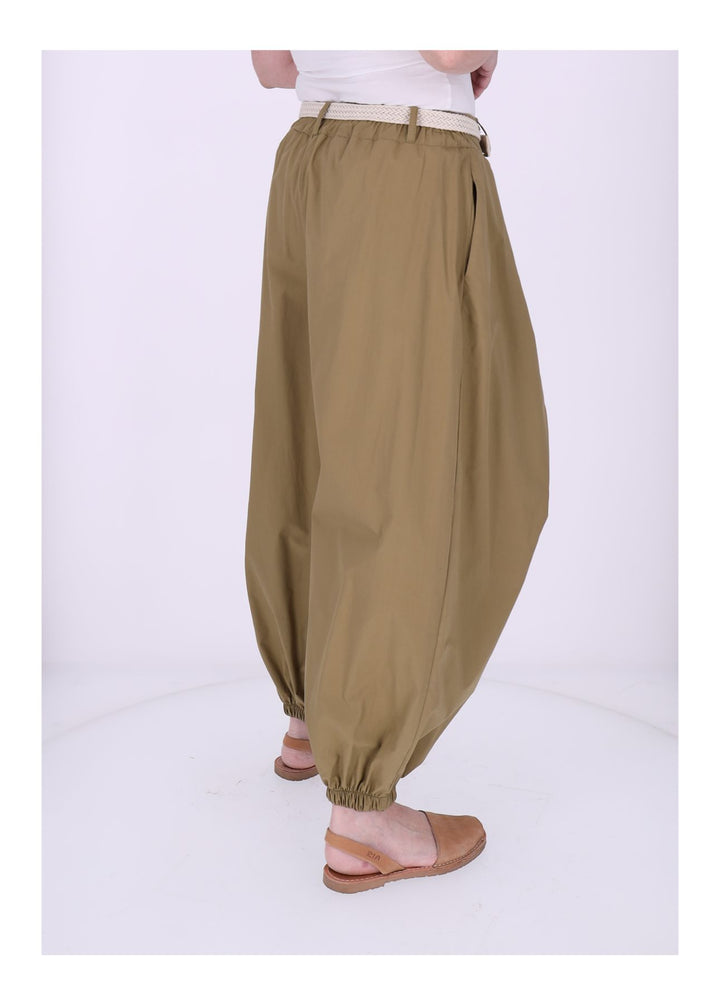 Hose Damen Gummizug am Fußende und Bund Knopf