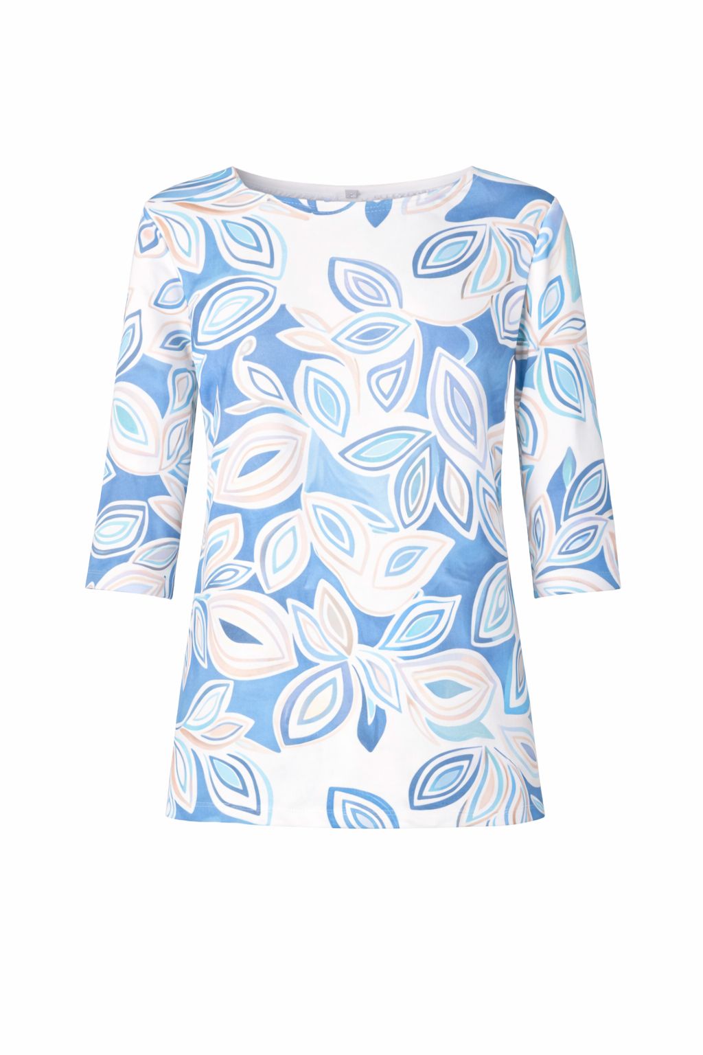 Damen Shirt mit 3/4-Ärmeln und Allover-Print – Hellblau