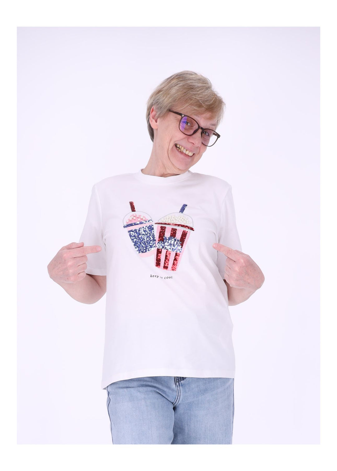 ONLY Damen T-Shirt Popcorn Print Baumwolle